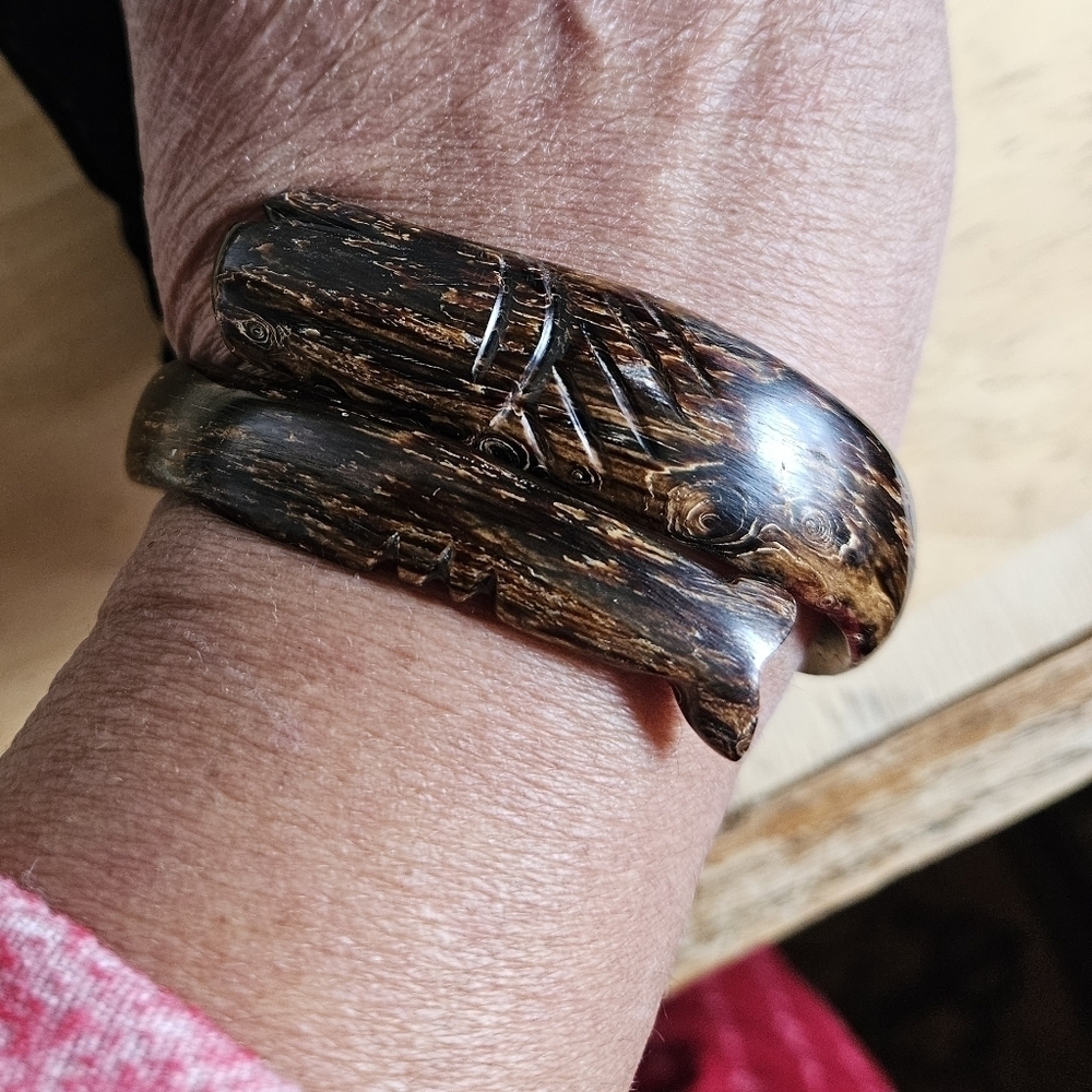 Vintage Indonesia Brahma Akar Bahar Coral Root Carved Bracelet